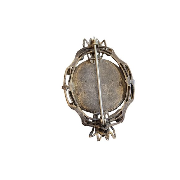 Antique Mottled Glass & Brass Early Brooch (A2493) - Picture 3 of 3